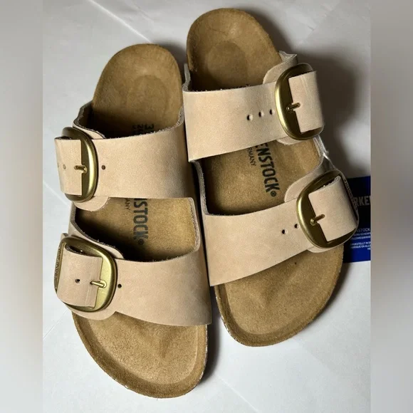 NWT🌷(37) Birkenstock Big Buckle Arizona Oiled Leather Tobacco Brown Sandals - Picture 6 of 8